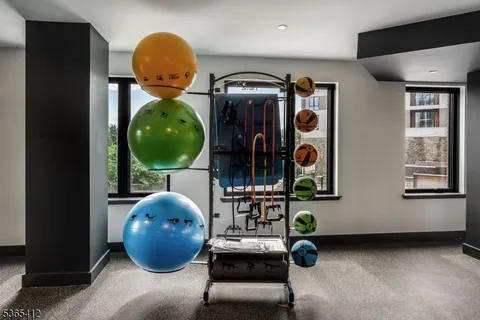 a room with gym equipment