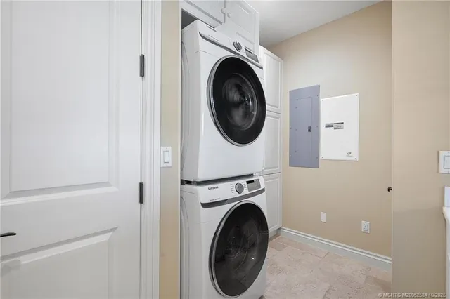 a balcony with a lake view