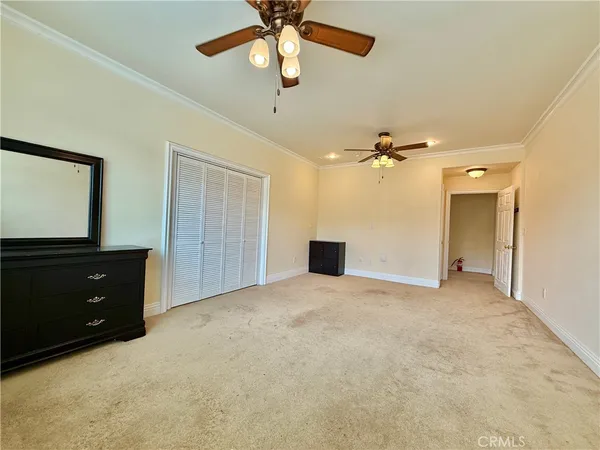 en view interior of a house and a ceiling fan