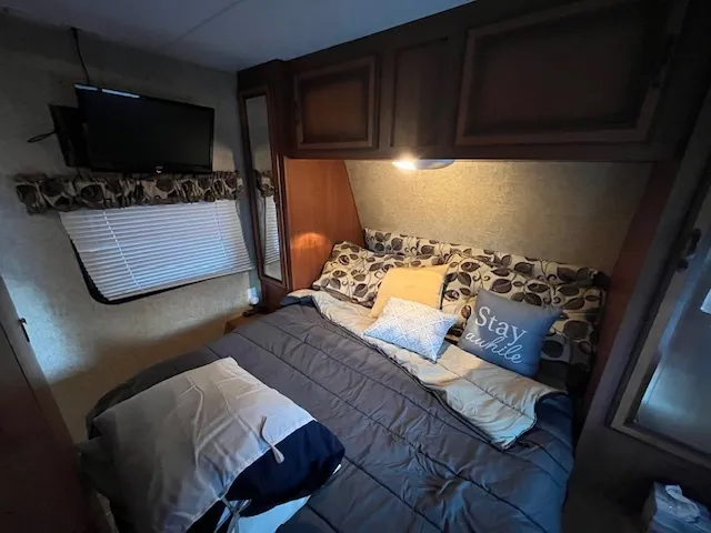 a view of a lake with a mountain in the background