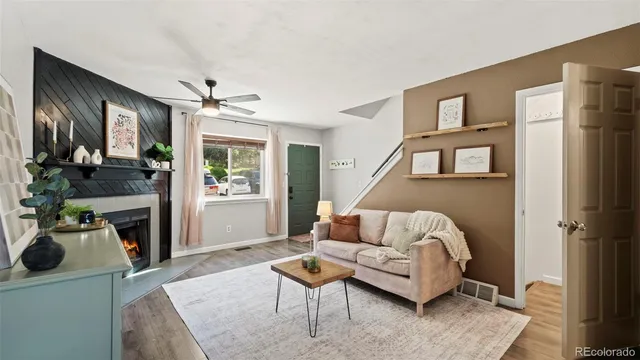 a living room with furniture and a couch