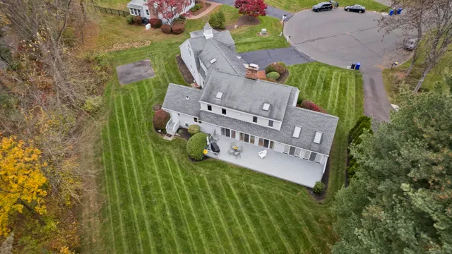 an aerial view of a house having outdoor space