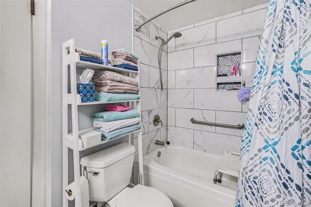 a bathroom with a toilet and a bathtub