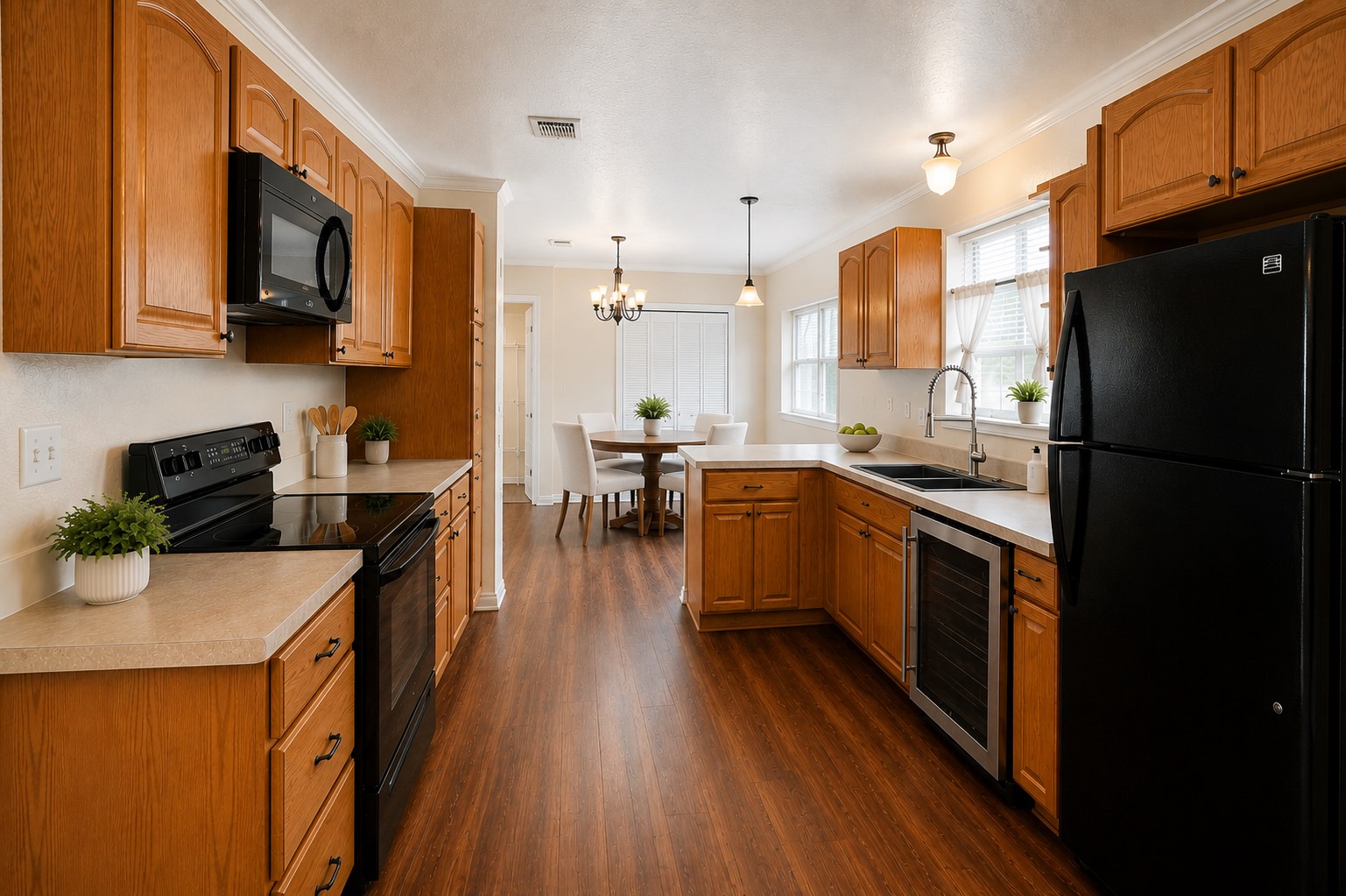 4818 Quailgate Drive Spring, TX 77373 - Photo 5 of 26 a kitchen with stainless steel appliances a sink dishwasher a refrigerator a stove top oven a sink and dishwasher with wooden floor