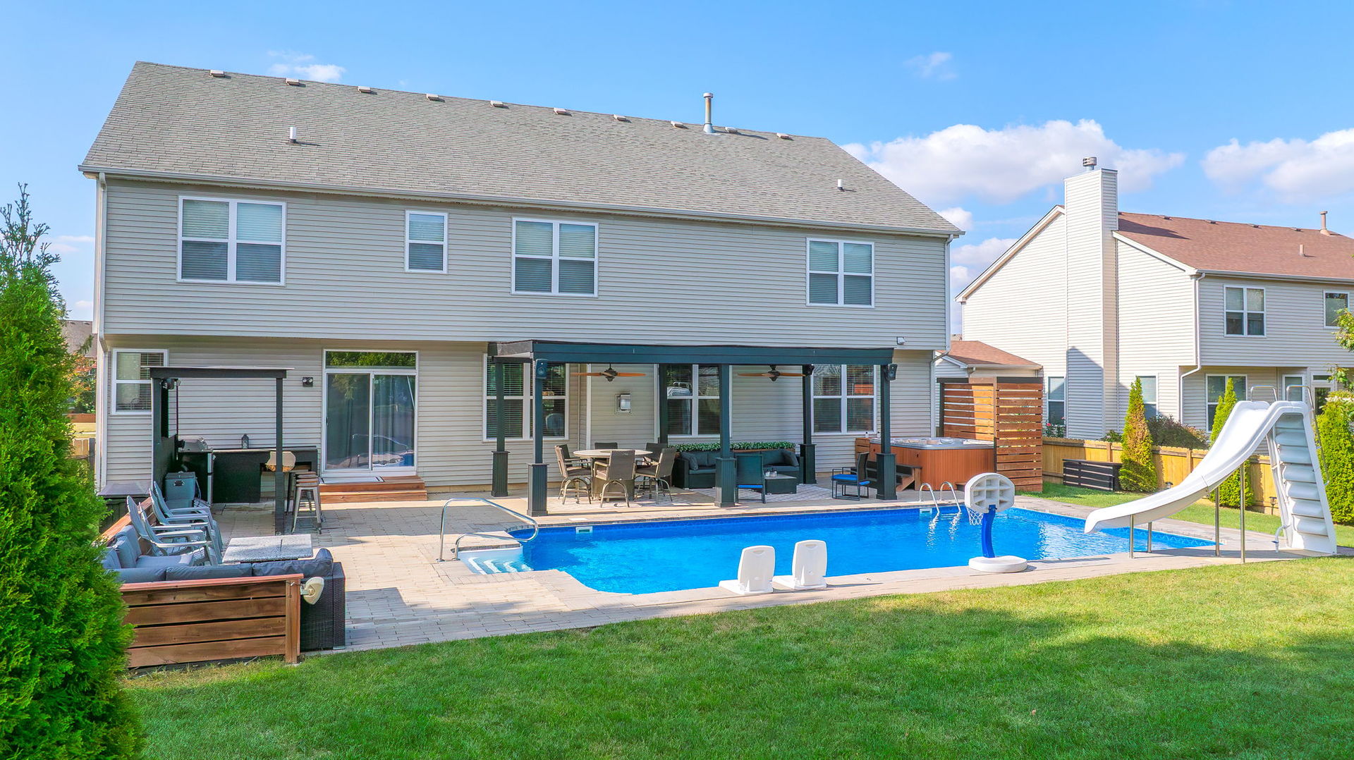 335 Forest Trail South Elgin, IL 60177 - Photo 38 of 47 a view of an house with swimming pool and sitting area