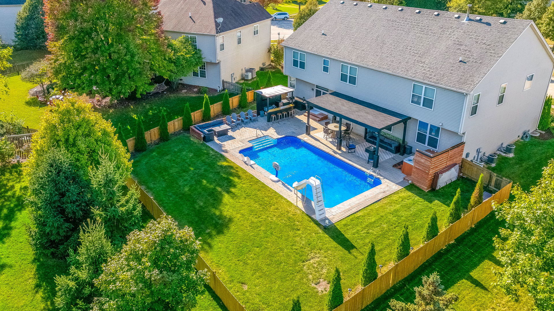 335 Forest Trail South Elgin, IL 60177 - Photo 42 of 47 an aerial view of a house with swimming pool