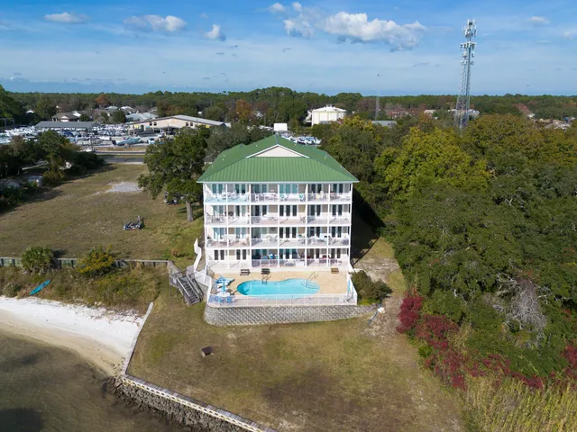 an aerial view of multiple house