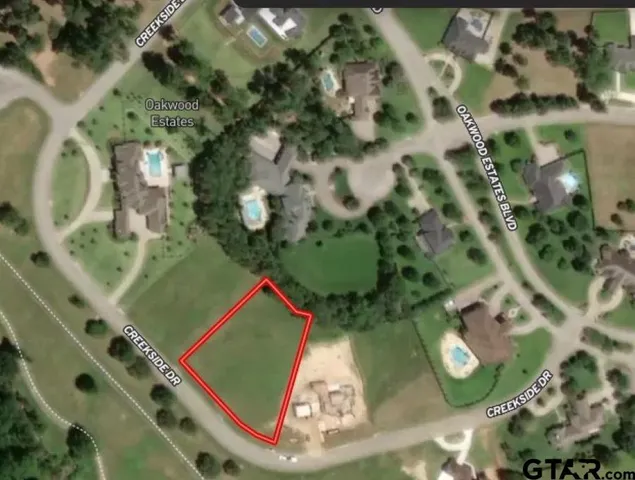 an aerial view of a backyard