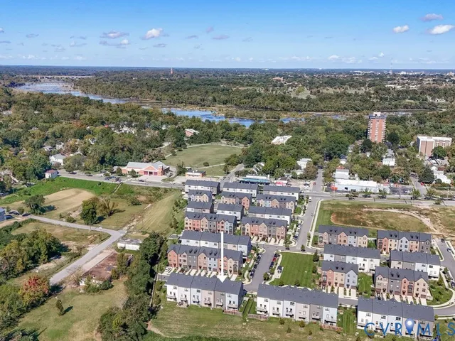 a view of a city with an ocean view