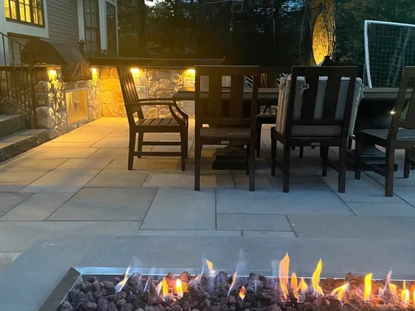 a view of a couches in a yard