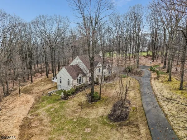 a view of a city from a yard