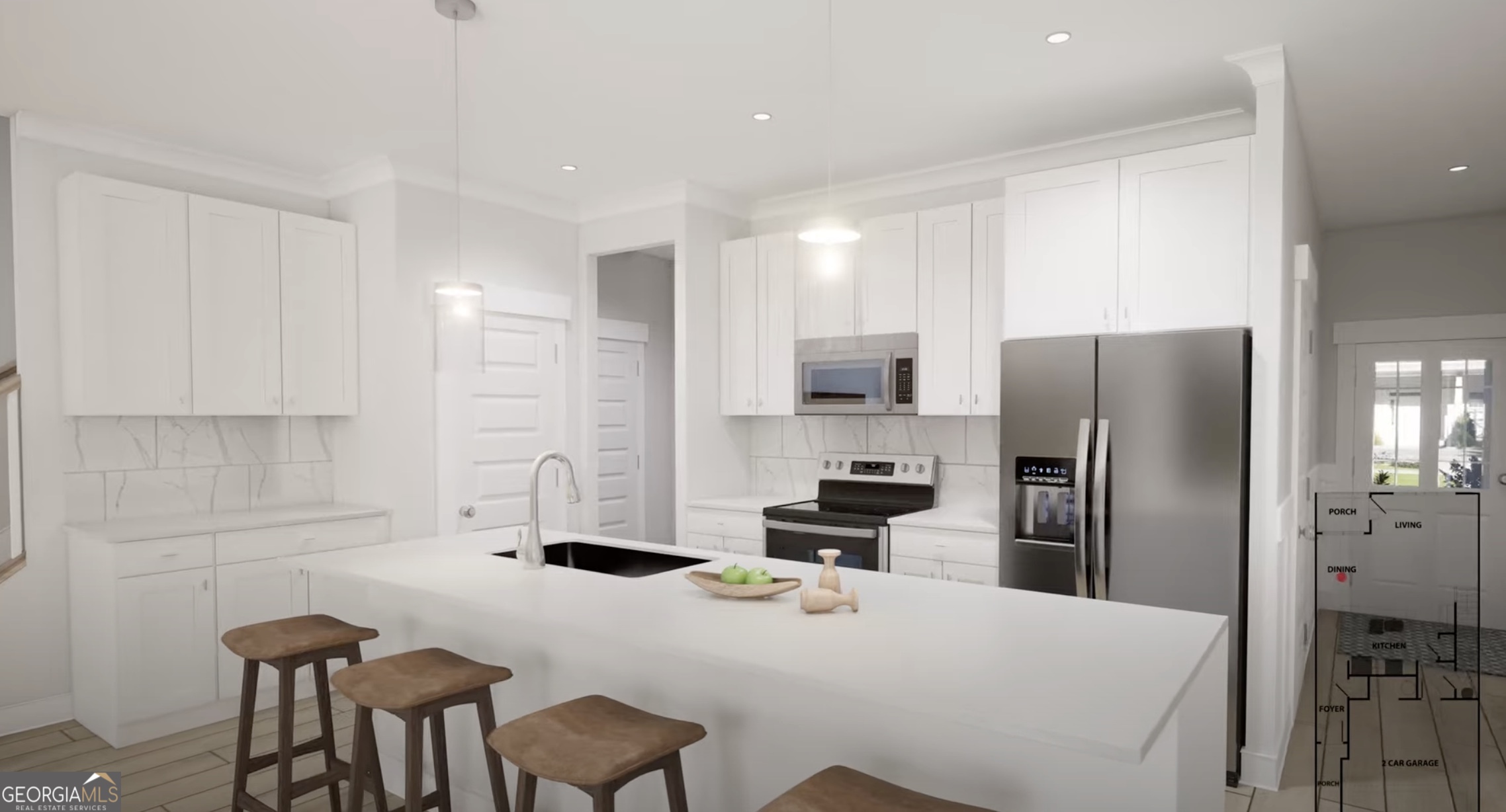 2278 Santa Fe Street, Unit 18 Morrow, GA 30260 - Photo 9 of 21 a kitchen with stainless steel appliances a refrigerator a stove a sink a dining table and chairs