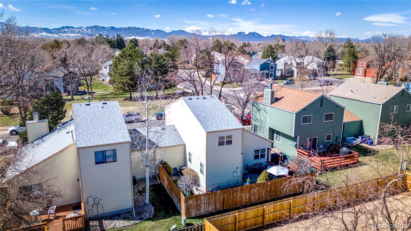8906 Everett Street Broomfield, CO 80021 - Photo 26 of 35 an aerial view of a house with swimming pool and mountain view