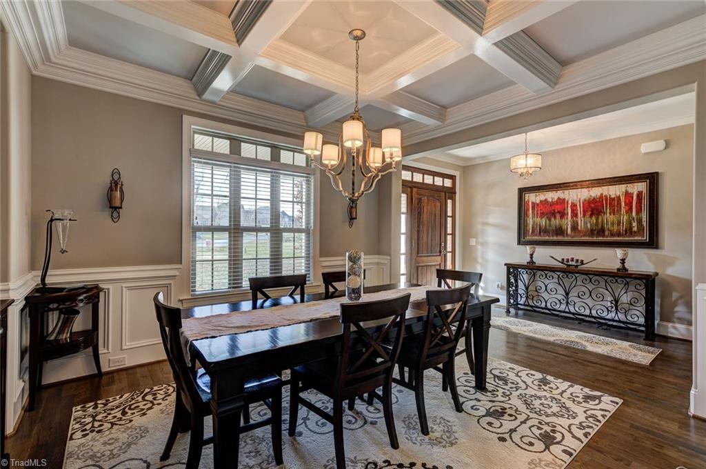 7500 Hearthridge Court Oak Ridge, NC 27310 - Photo 3 of 30 A beautiful dining room with coffered ceiling detail.