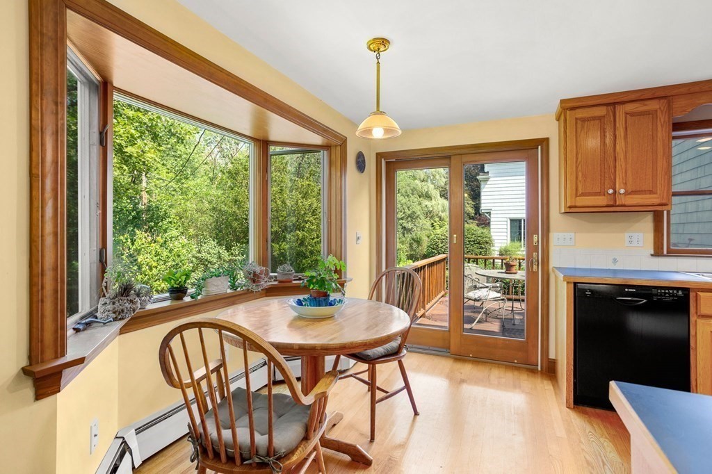 14 Rainbow Road Marblehead, MA 01945 - Photo 23 of 41 a dining room with furniture a chandelier and wooden floor