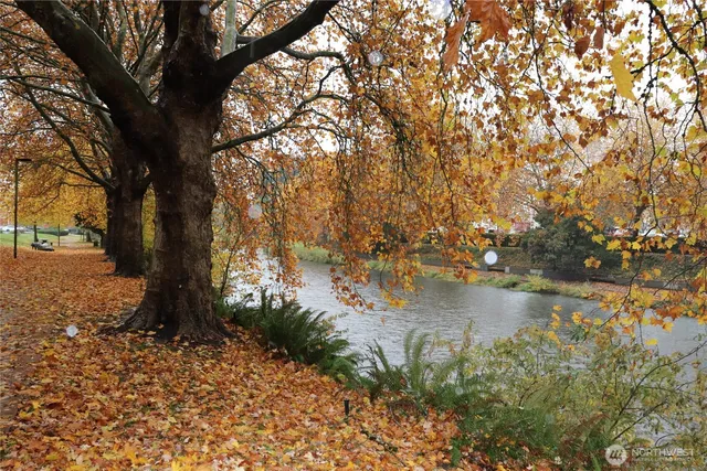 a view of lake with outdoor space