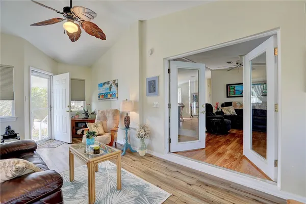 a living room with furniture