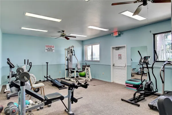 a view of a room with gym equipment