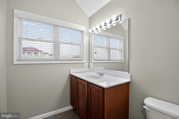 a bathroom with a sink a vanity and a toilet
