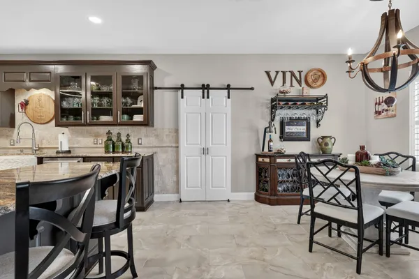 a table and chairs in a room