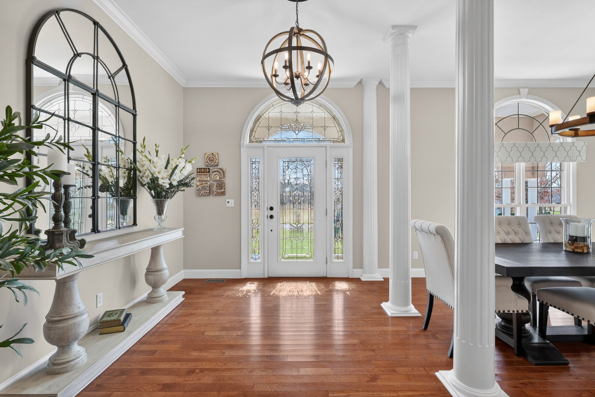 19 Hancock Road Fayetteville, TN 37334 - Photo 5 of 54 a view of dining room with wooden floor a chandelier a wooden table and chairs