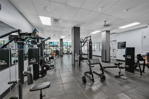a view of a room with gym equipment