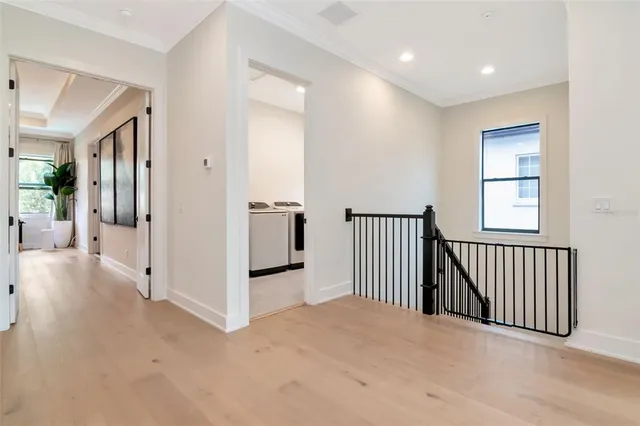 a view of a hallway with closet area