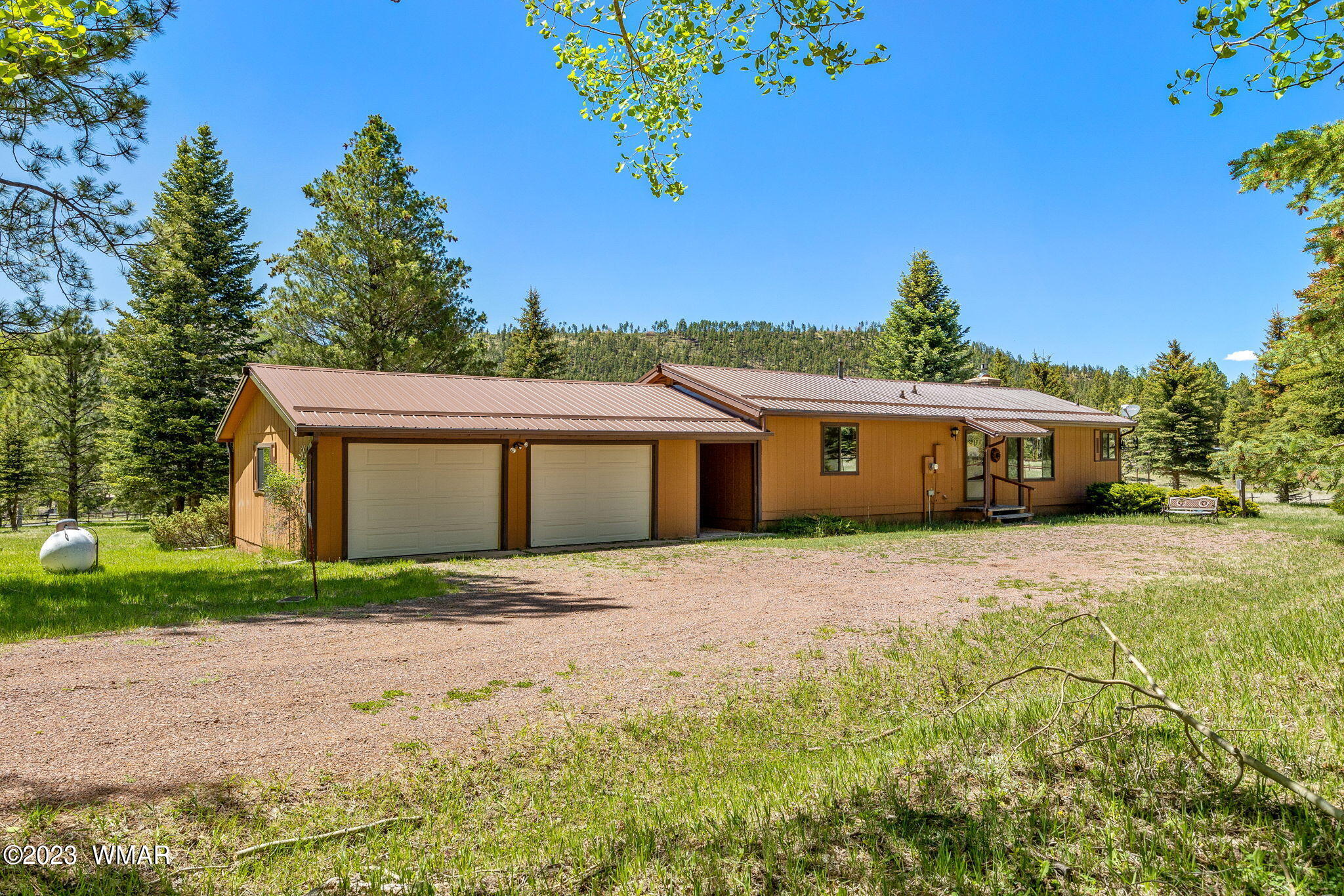 7 County Road 2043 Alpine, AZ 85920 - Photo 21 of 32 a front view of a house with a yard and garage