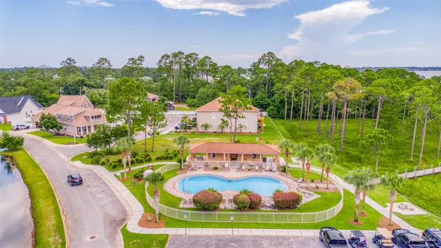 an aerial view of a house
