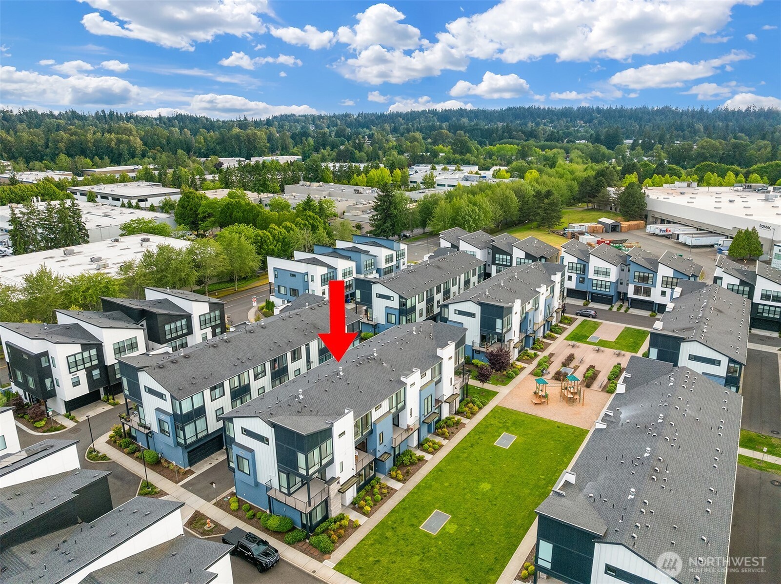 21822 25th Avenue Southeast, Unit B Bothell, WA 98021 - Photo 31 of 34 an aerial view of a house with a garden
