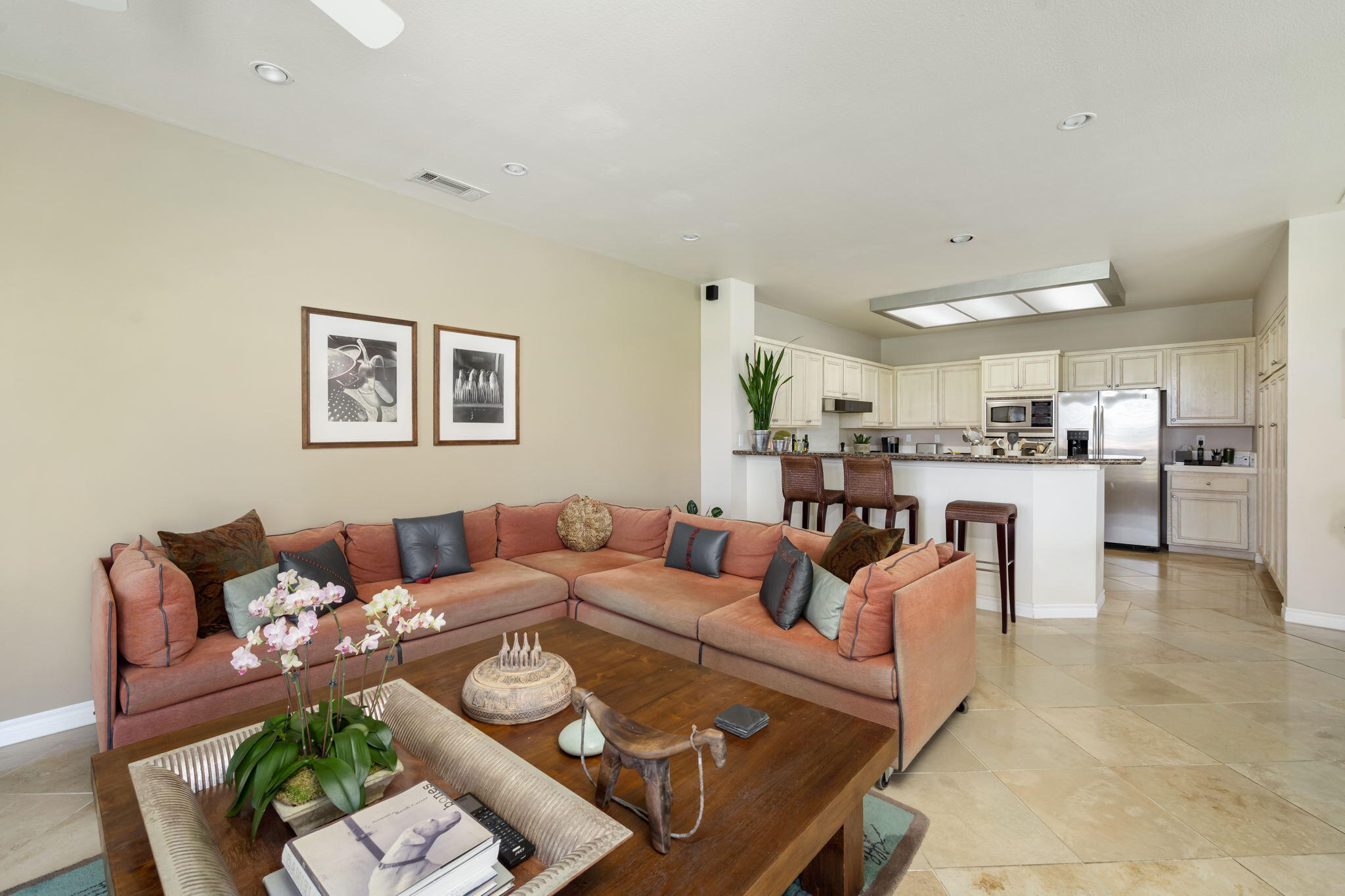 57084 Merion La Quinta, CA 92253 - Photo 33 of 56 a living room with furniture and kitchen view