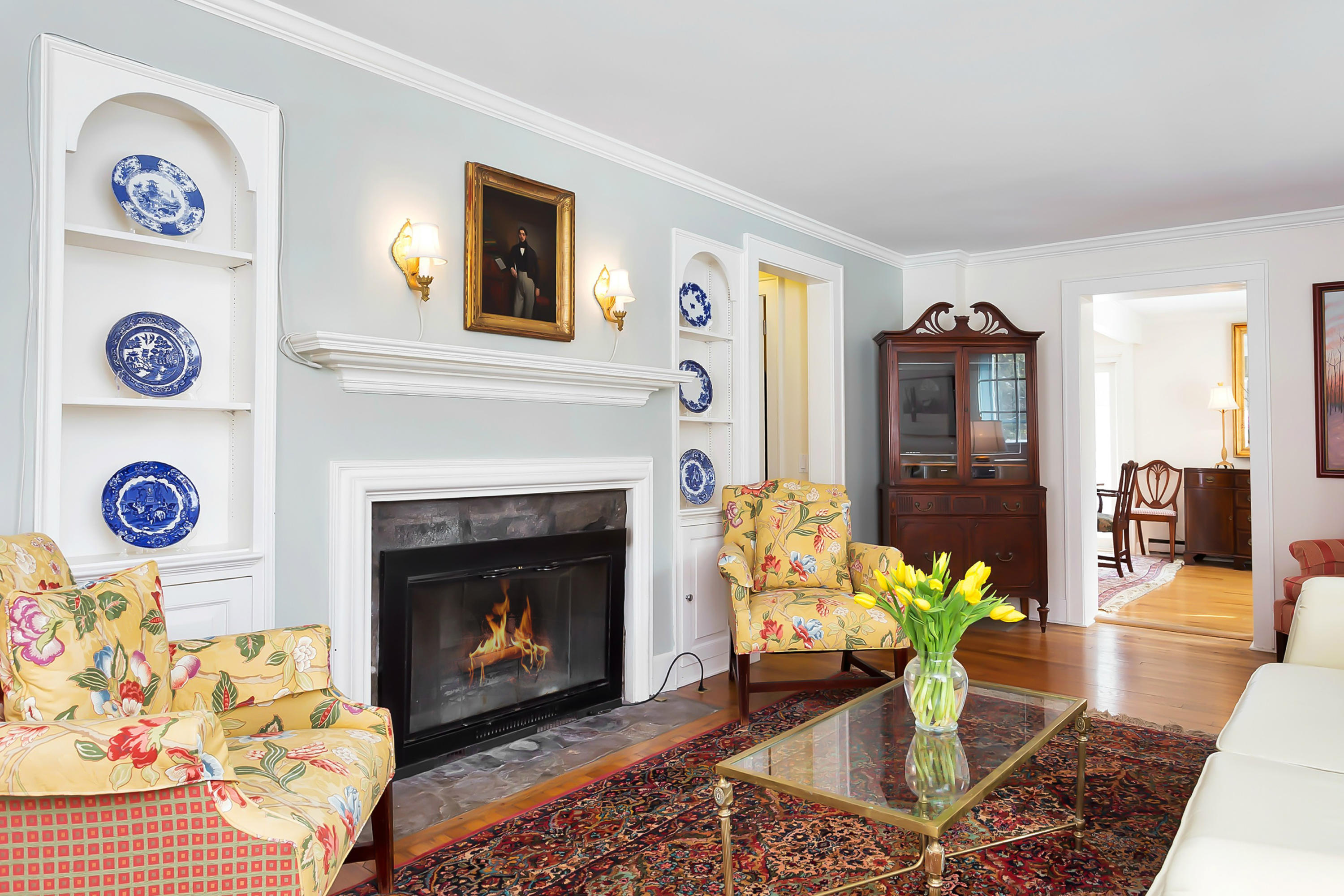 279 Silvermine Road New Canaan, CT 06840 - Photo 3 of 24 a living room with furniture and a fireplace