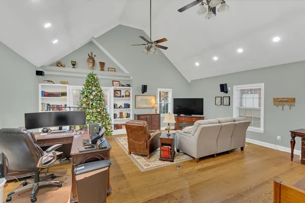 a living room with furniture