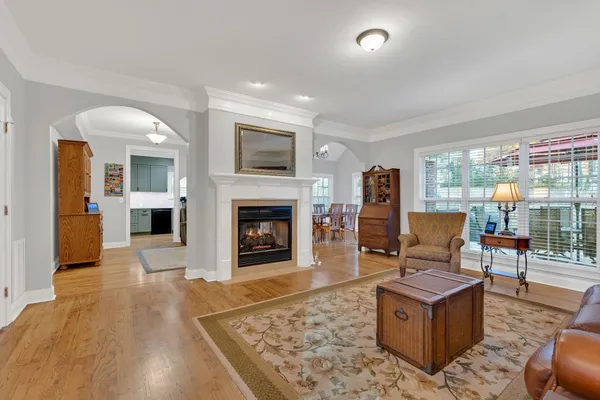 a living room with furniture and a couch