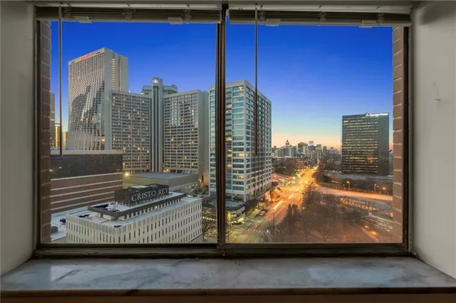 a view of a living room with a bench
