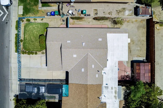 an aerial view of a house with balcony