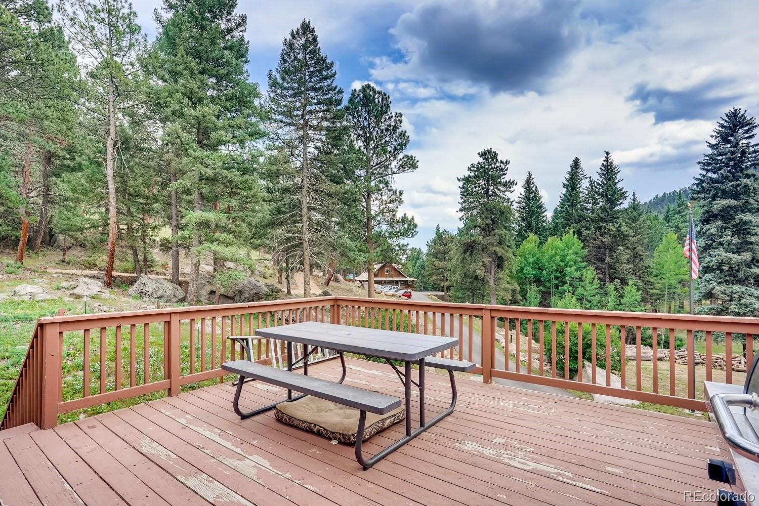 13380 South Foxton Road Conifer, CO 80433 - Photo 31 of 40 a view of balcony with wooden floor and fence