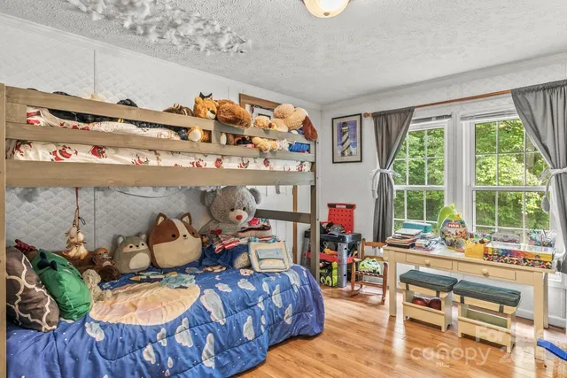 a view of room with wooden floor and closet