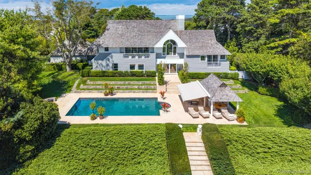 an aerial view of a house