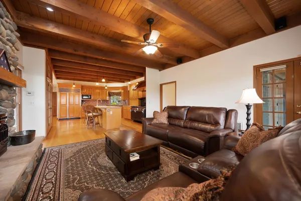 a living room with furniture