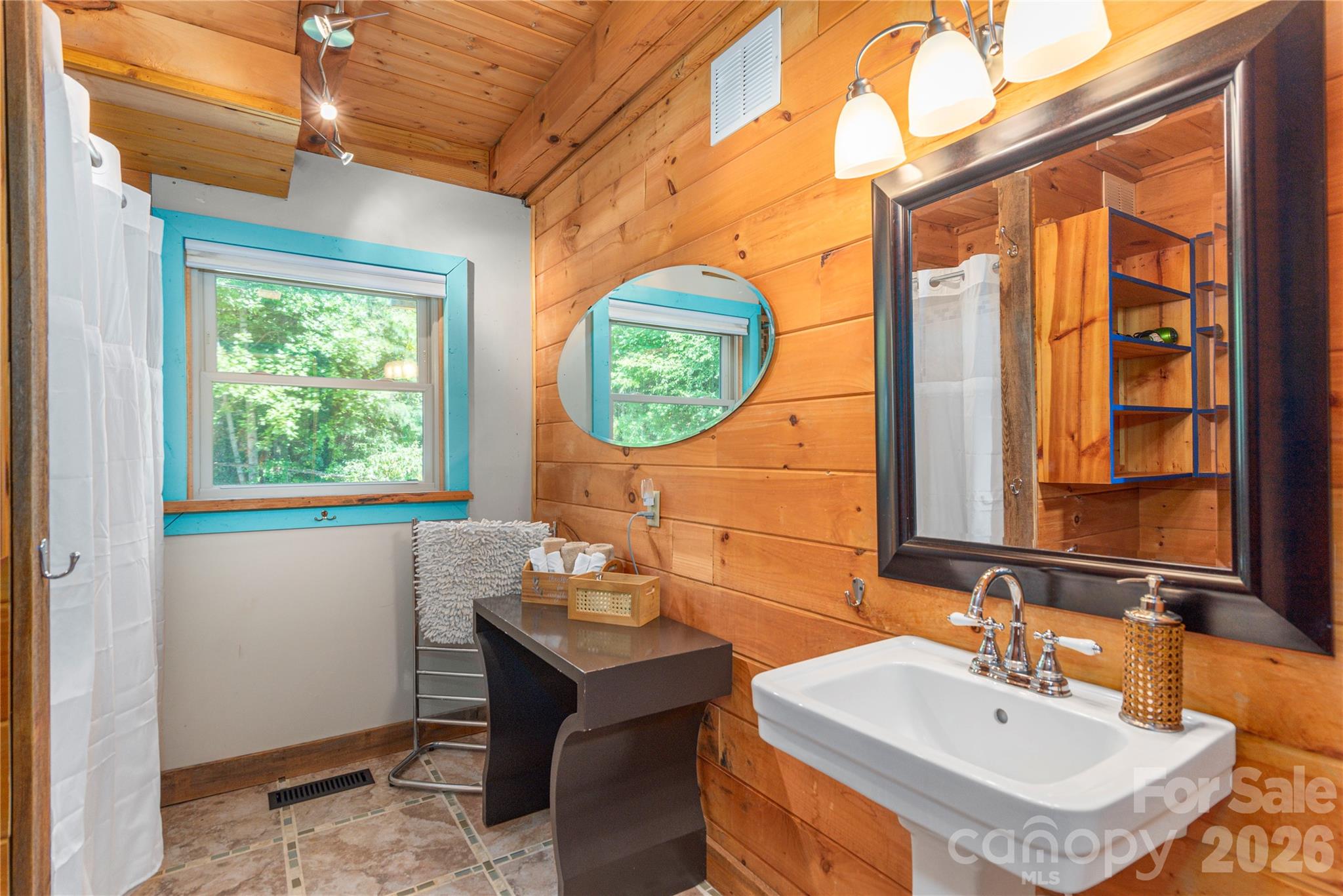 40 Shook Cove Road Leicester, NC 28748 - Photo 22 of 48 a bathroom with a sink and a mirror
