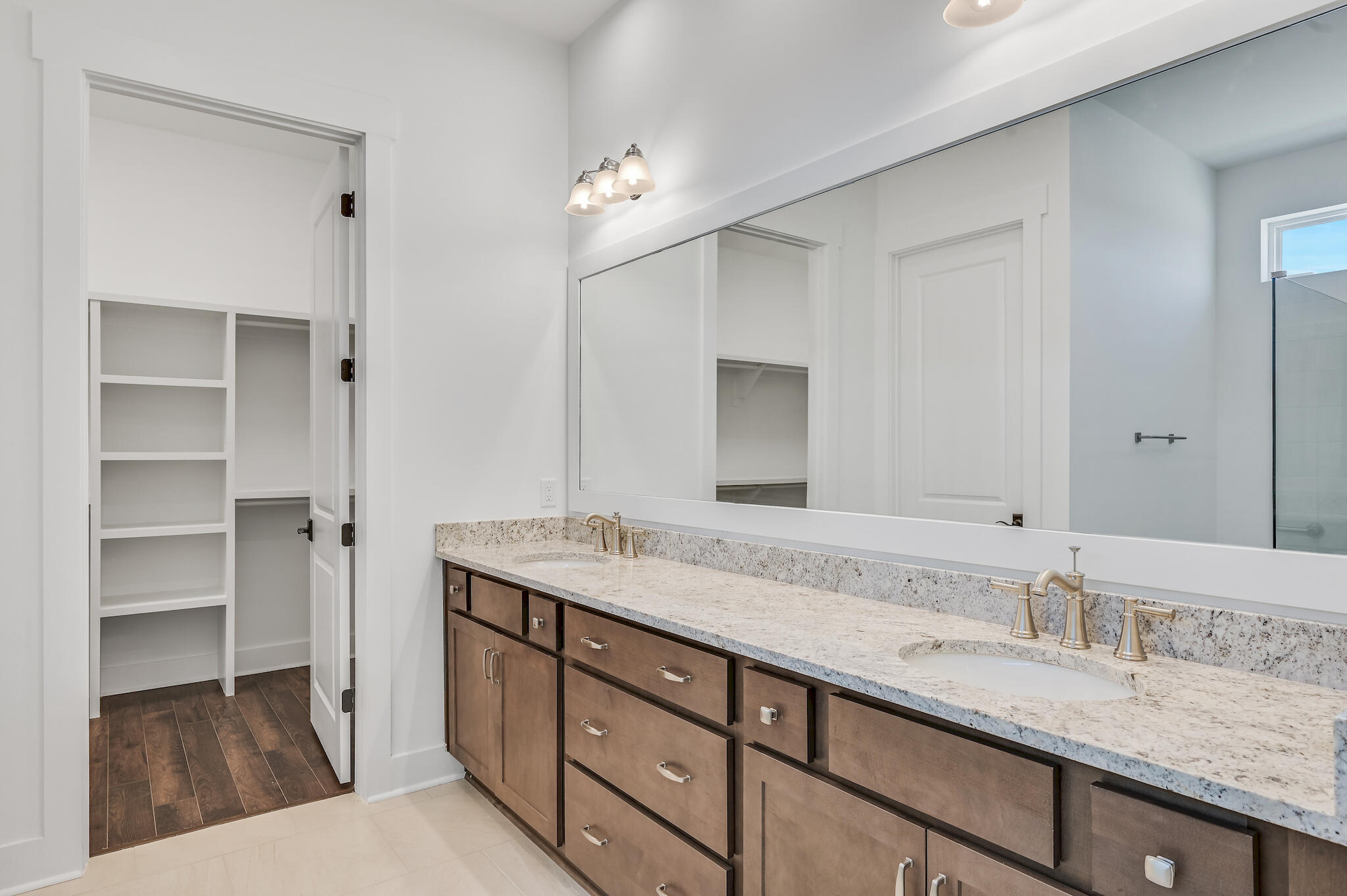 95 Ravine Rd Inlet Beach Inlet Beach, FL 32461 - Photo 29 of 42 a bathroom with a granite countertop sink double and mirror