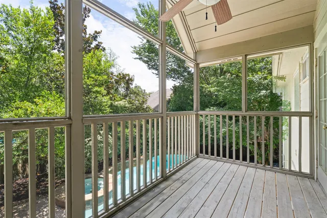 a view of a wooden deck