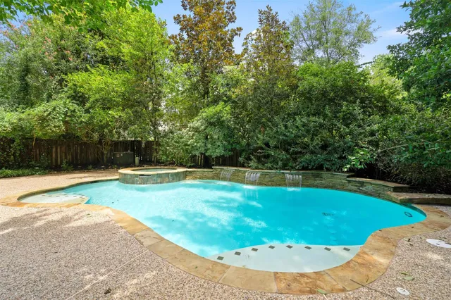 a view of a swimming pool with a backyard