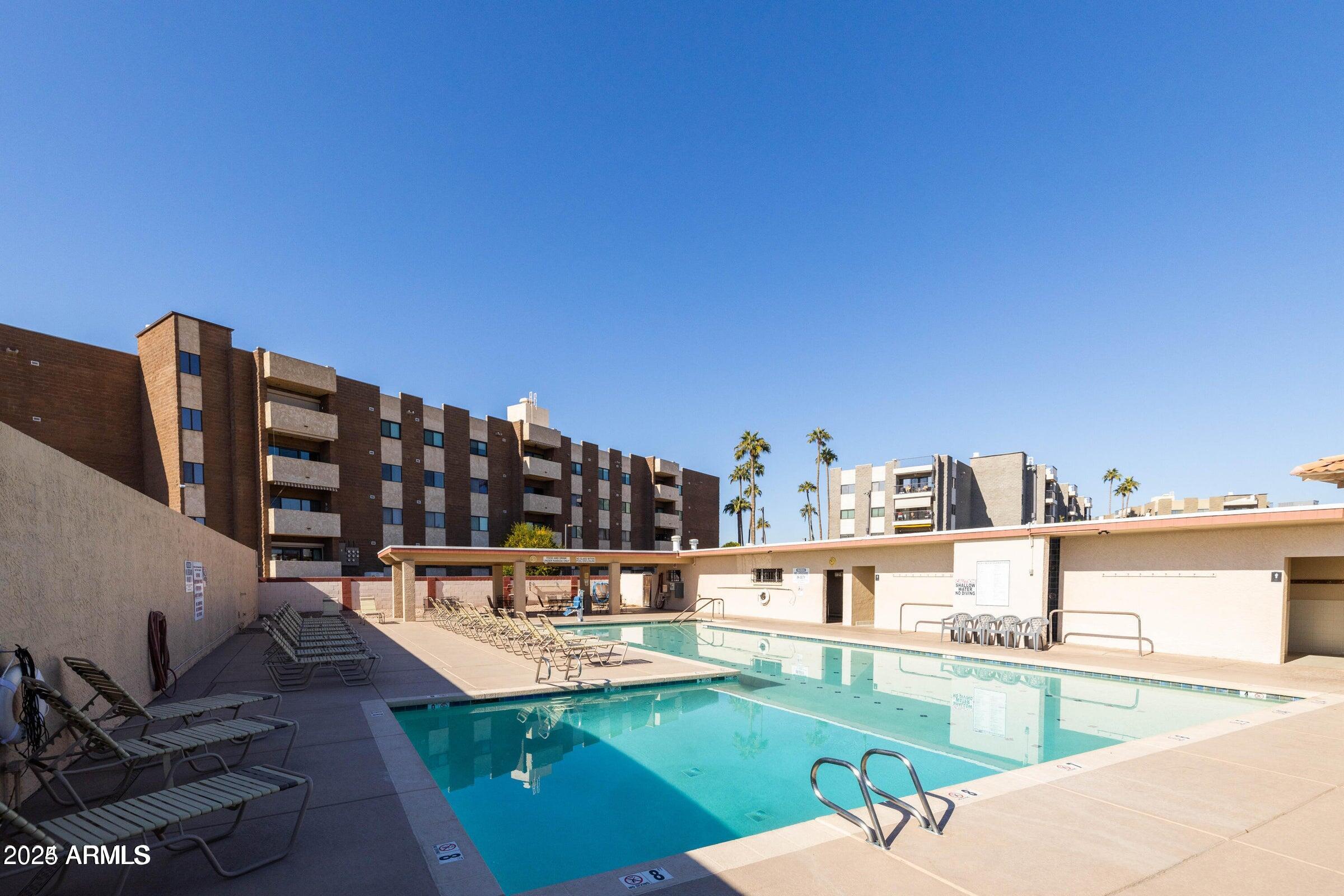 520 South Greenfield Road, Unit 13 Mesa, AZ 85206 - Photo 37 of 44 a view of a swimming pool with chairs