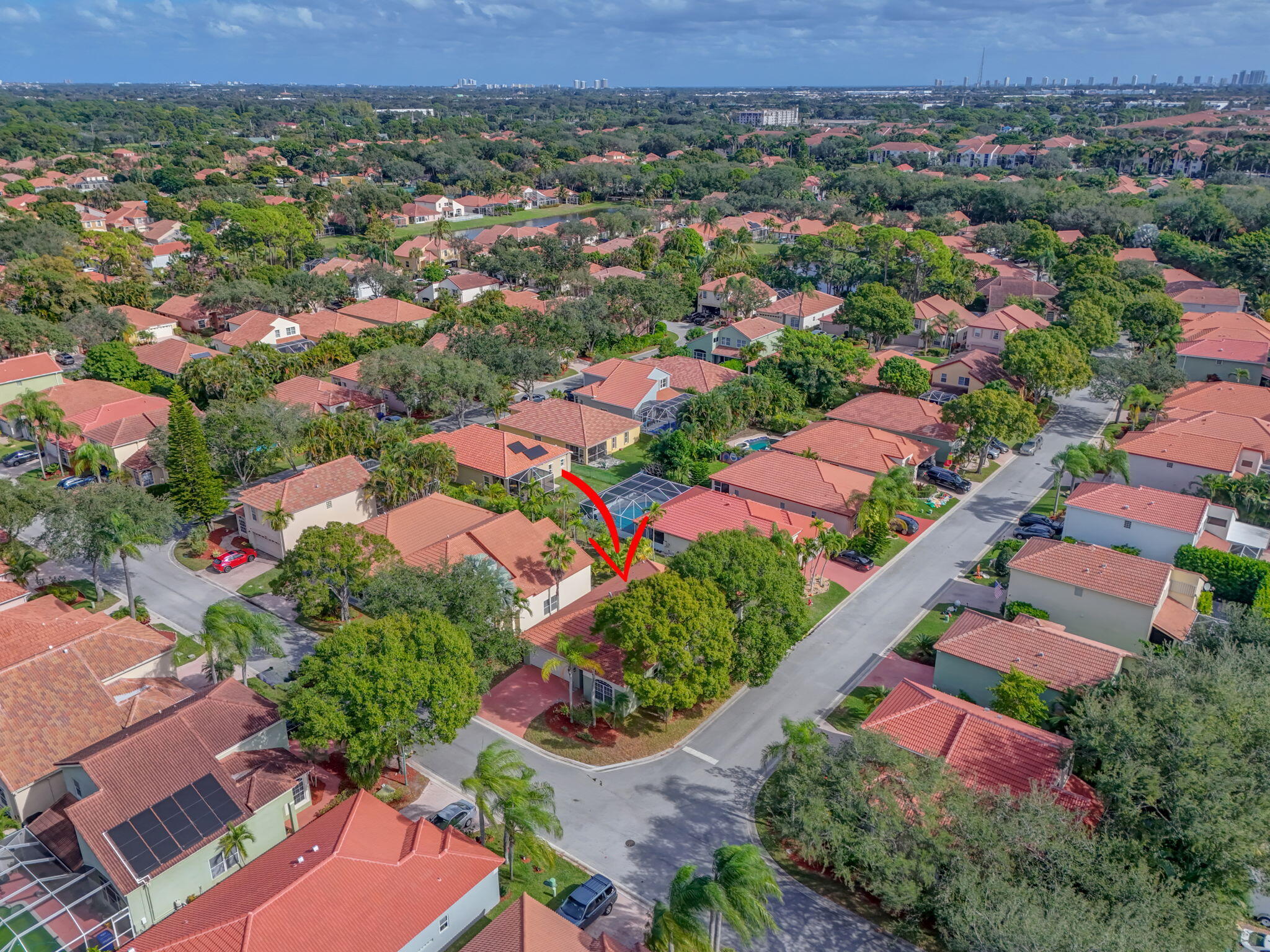 5156 Elpine Way Riviera Beach, FL 33418 - Photo 62 of 97 an aerial view of residential house with outdoor space and lake view
