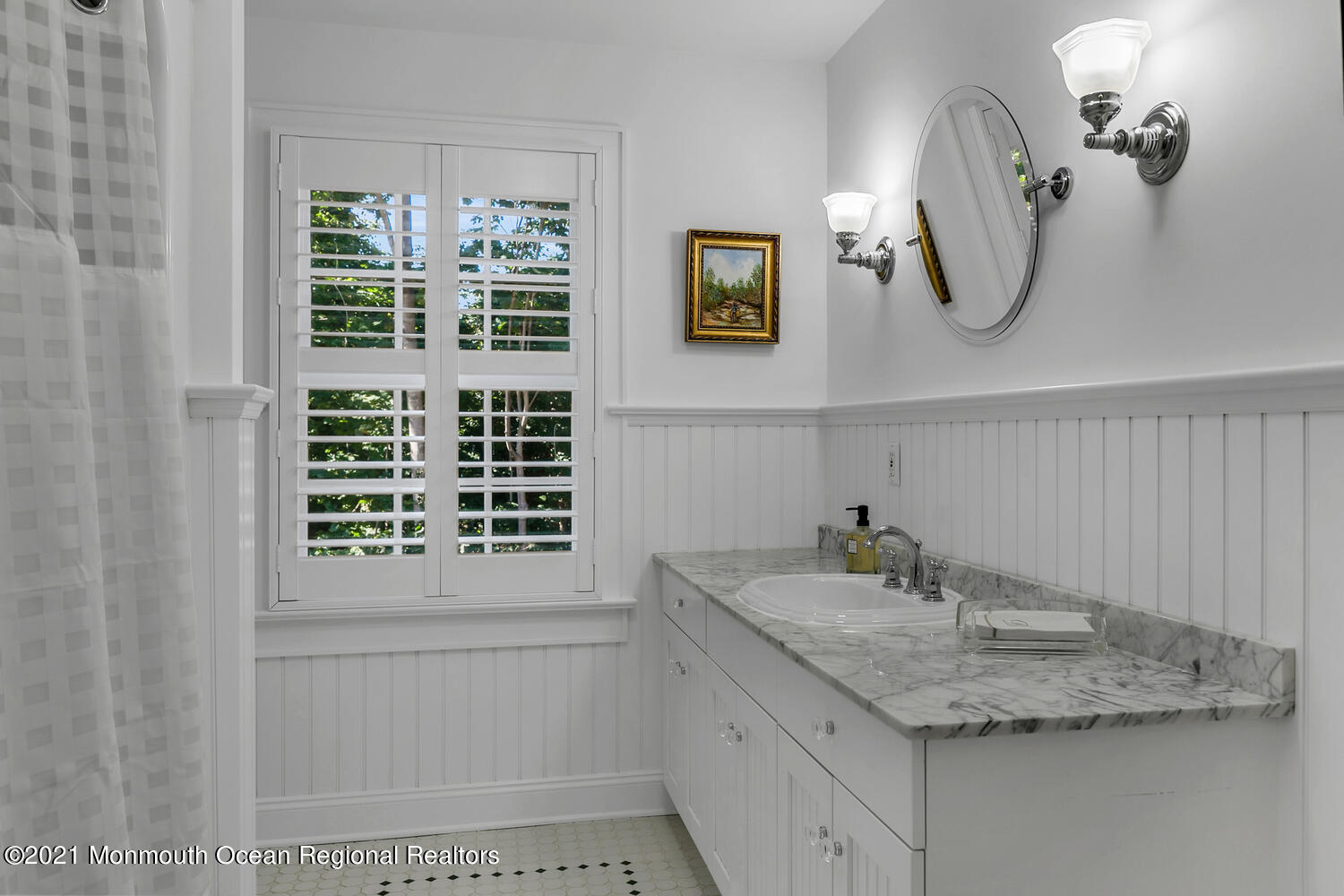 299 Cooper Road Middletown, NJ 07701 - Photo 19 of 27 a bathroom with a granite countertop sink and a window