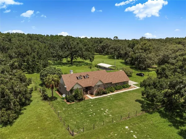 an aerial view of a house