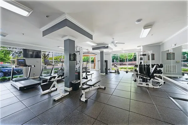 a view of a yard from a balcony