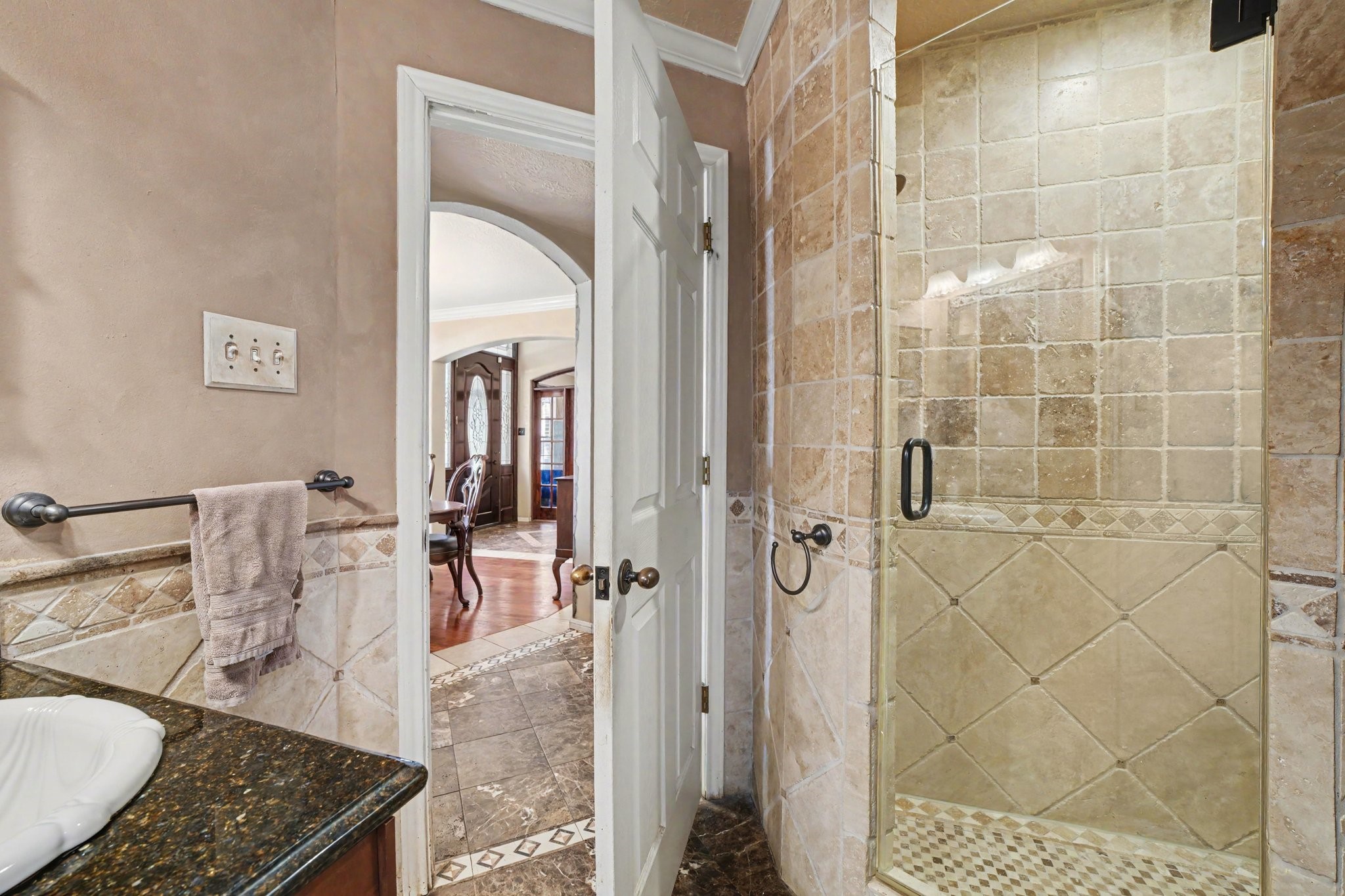 7918 Duncansby Vale Road Houston, TX 77095 - Photo 16 of 39 This bathroom also features a beautiful shower with custom tile details that WOW!
